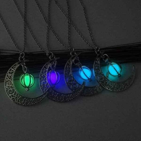 Moon Glowing Stone Healing Necklace – Luminous Pendant for Women