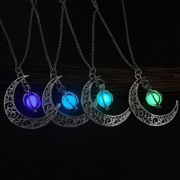 Moon Glowing Stone Healing Necklace – Luminous Pendant for Women