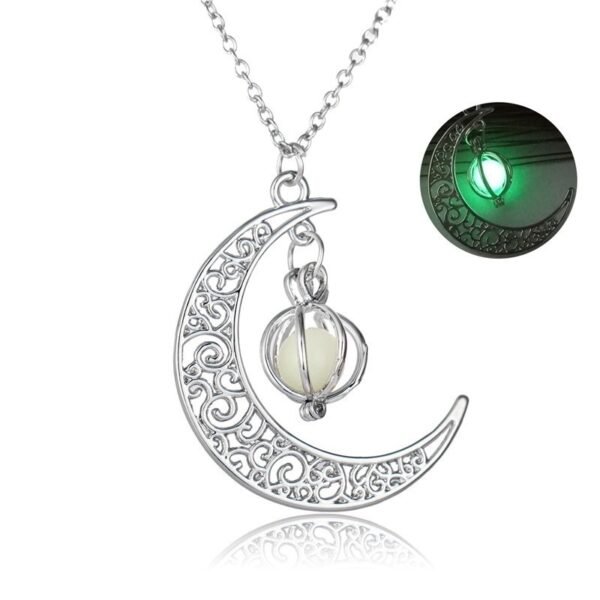 Moon Glowing Stone Healing Necklace – Luminous Pendant for Women