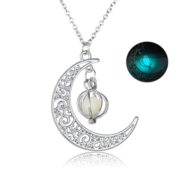 Moon Glowing Stone Healing Necklace – Luminous Pendant for Women