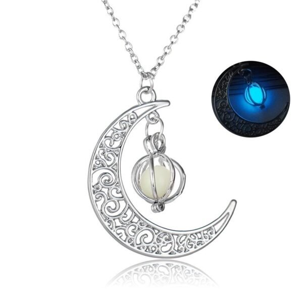 Moon Glowing Stone Healing Necklace – Luminous Pendant for Women
