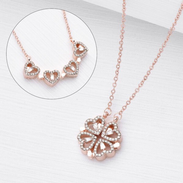 Retro Heart Four Leaf Clover Pendant Necklace – Women’s Openable Choker..